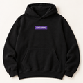 Mockup konsep AntiNRML Box Logo Hoodie — desain merch sementara, bukan foto barang produksi.