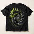 Mockup konsep kirohta "#KLABMUSIK" Tee — desain merch sementara, bukan foto barang produksi.